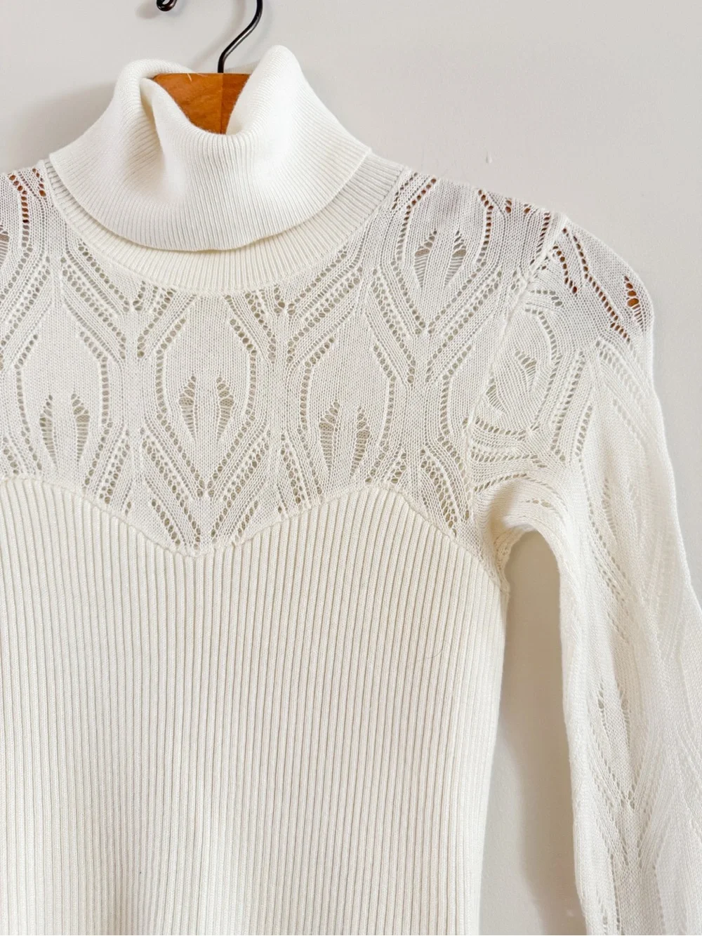 Free People Intimately Free Pretty in Pointelle Turtleneck Bodysuit White XS